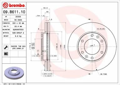 Bremžu diski BREMBO 09.B611.10 1