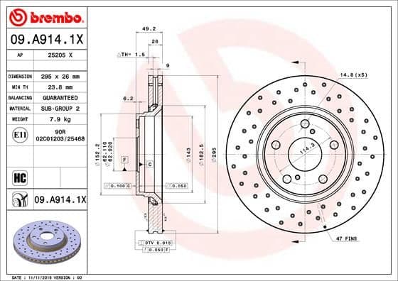 Bremžu diski BREMBO 09.A914.1X 1