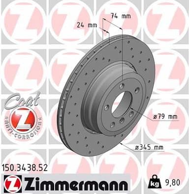 Bremžu diski ZIMMERMANN 150.3438.52 1