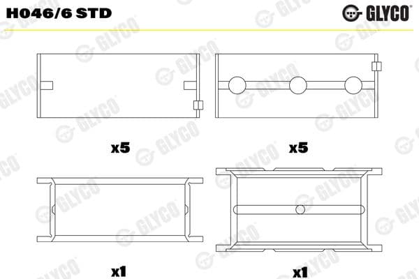 Kloķvārpstas gultnis GLYCO H046/6 STD 1