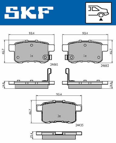 Bremžu uzliku kompl., Disku bremzes SKF VKBP 90613 A 2