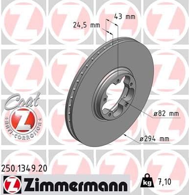 Bremžu diski ZIMMERMANN 250.1349.20 1