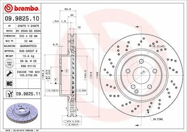 Bremžu diski BREMBO 09.9825.11 1