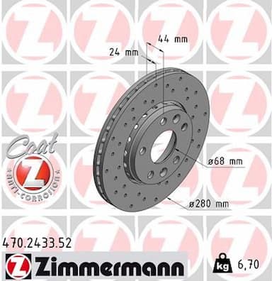 Bremžu diski ZIMMERMANN 470.2433.52 1