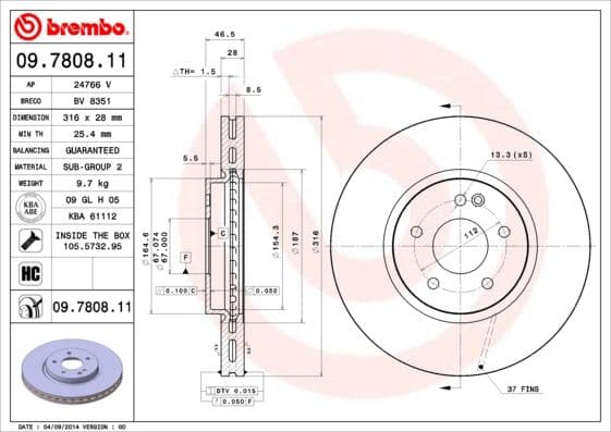 Bremžu diski BREMBO 09.7808.11 1