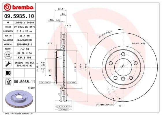 Bremžu diski BREMBO 09.5935.11 1