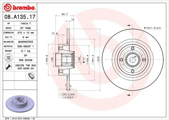 Bremžu diski BREMBO 08.A135.17 1