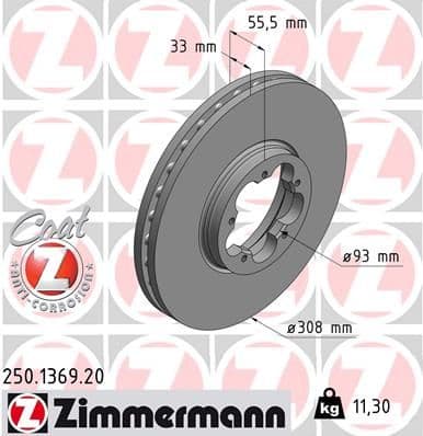 Bremžu diski ZIMMERMANN 250.1369.20 1