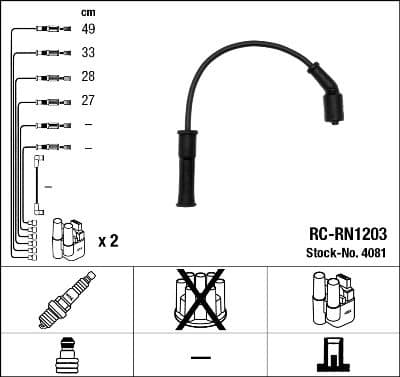 Augstsprieguma vadu komplekts NGK 4081 1