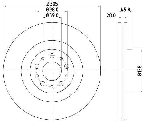 Bremžu diski HELLA 8DD 355 129-351 1