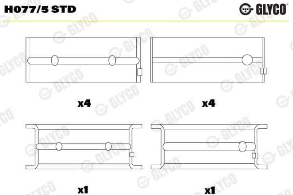 Kloķvārpstas gultnis GLYCO H077/5 STD 1