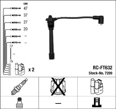 Augstsprieguma vadu komplekts NGK 7209 1