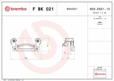 Bremžu suporta skavas stipr. korpusa kompl. BREMBO F BK 021 2