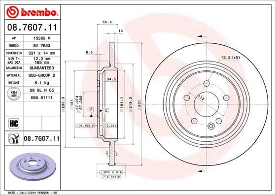 Bremžu diski BREMBO 08.7607.11 1