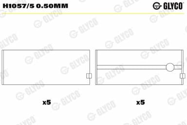 Kloķvārpstas gultnis GLYCO H1057/5 0.50mm 1