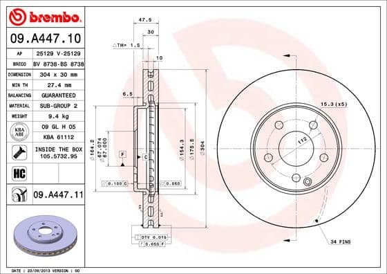 Bremžu diski BREMBO 09.A447.11 1