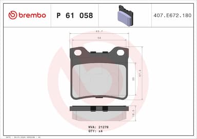 Bremžu uzliku kompl., Disku bremzes BREMBO P 61 058 1