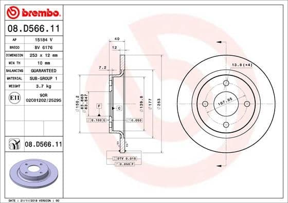 Bremžu diski BREMBO 08.D566.11 1