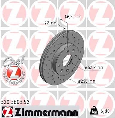 Bremžu diski ZIMMERMANN 320.3803.52 1