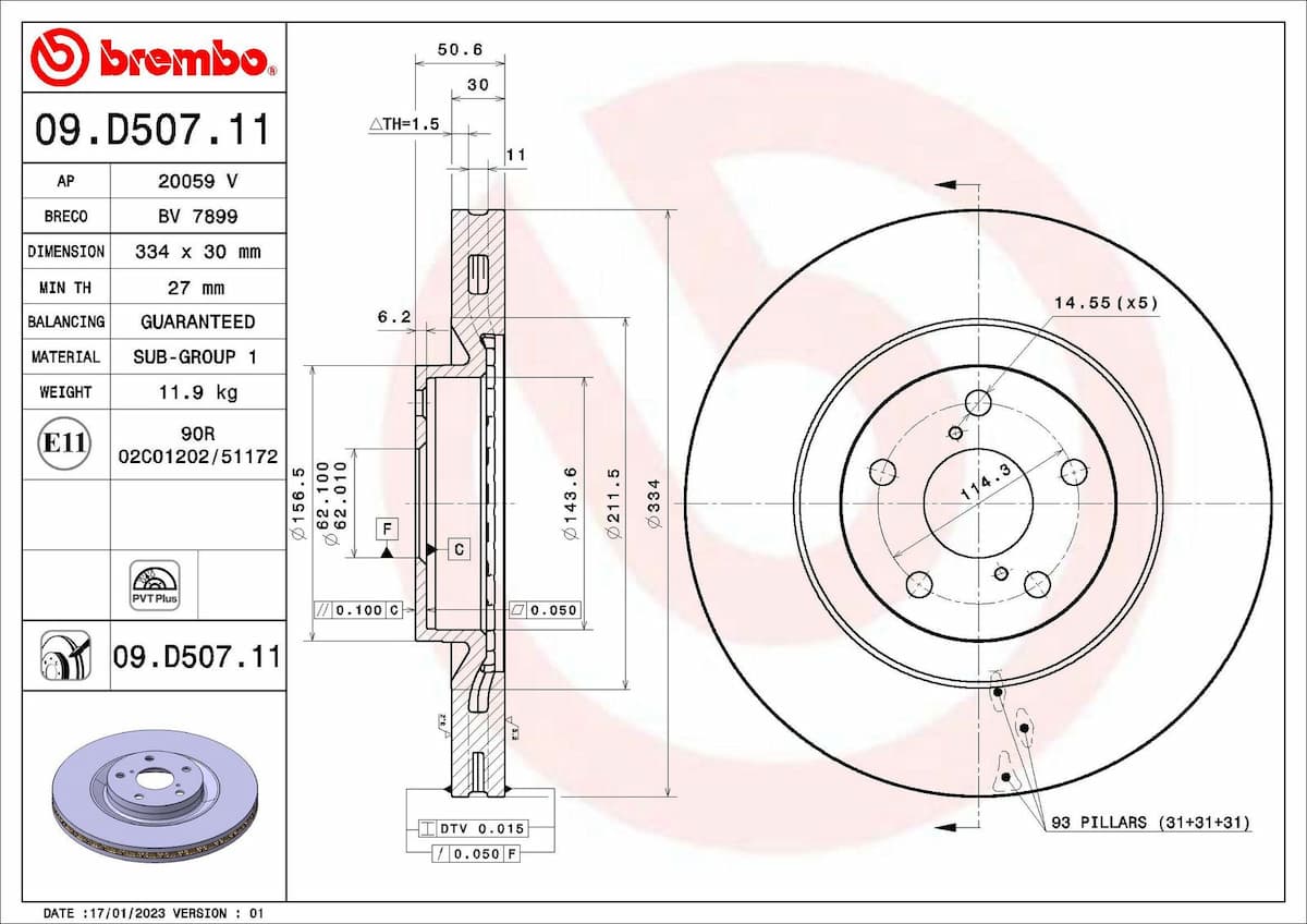 Bremžu diski BREMBO 09.D507.11 1