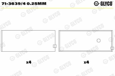 Klaņa gultnis GLYCO 71-3639/4 0.25mm 1