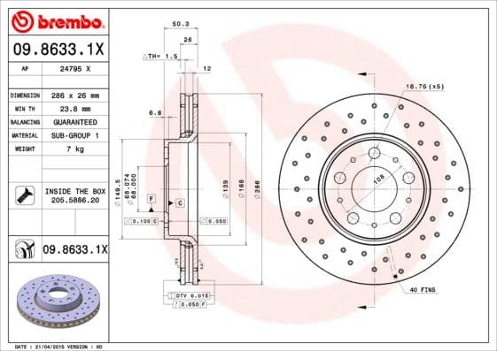 Bremžu diski BREMBO 09.8633.1X 1