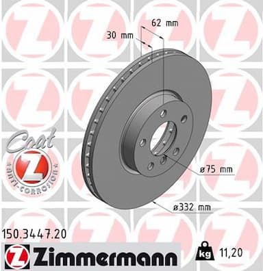 Bremžu diski ZIMMERMANN 150.3447.20 1