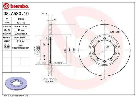 Bremžu diski BREMBO 08.A530.10 1