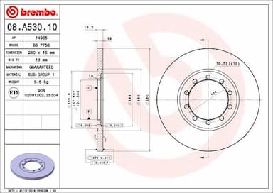 Bremžu diski BREMBO 08.A530.10 1