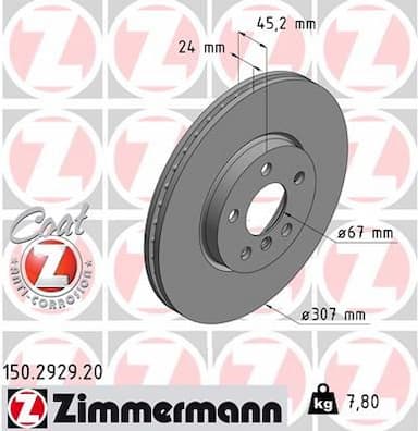 Bremžu diski ZIMMERMANN 150.2929.20 1