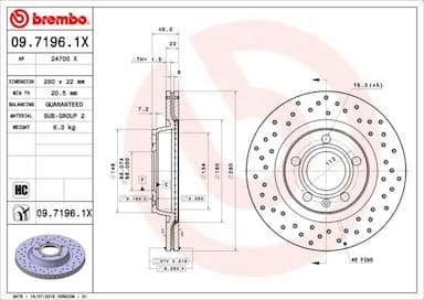 Bremžu diski BREMBO 09.7196.1X 1