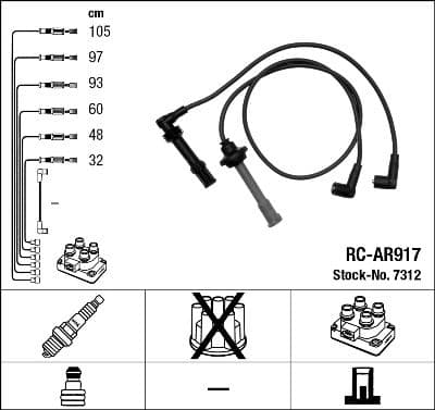 Augstsprieguma vadu komplekts NGK 7312 1