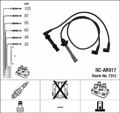 Augstsprieguma vadu komplekts NGK 7312 1