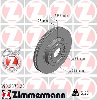 Bremžu diski ZIMMERMANN 590.2575.20 1