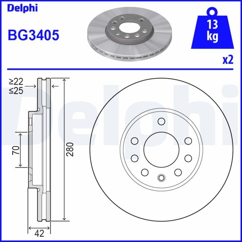 Bremžu diski DELPHI BG3405 1