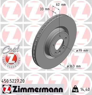 Bremžu diski ZIMMERMANN 450.5227.20 1