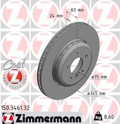 Bremžu diski ZIMMERMANN 150.3461.32 1