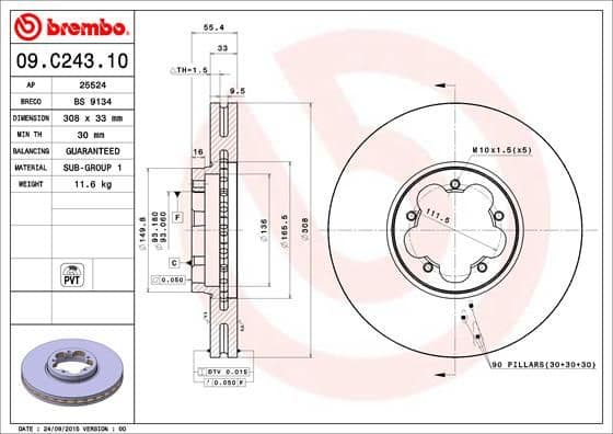 Bremžu diski BREMBO 09.C243.10 1