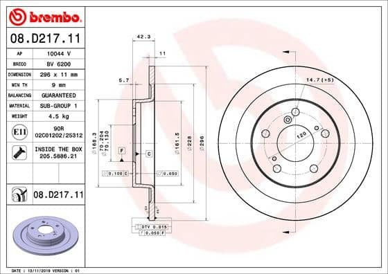 Bremžu diski BREMBO 08.D217.11 1