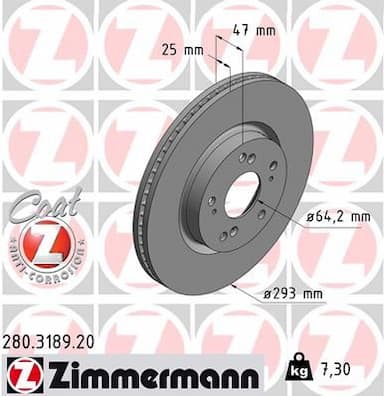 Bremžu diski ZIMMERMANN 280.3189.20 1