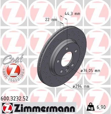 Bremžu diski ZIMMERMANN 600.3232.52 1