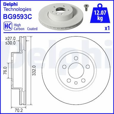 Bremžu diski DELPHI BG9593C 1