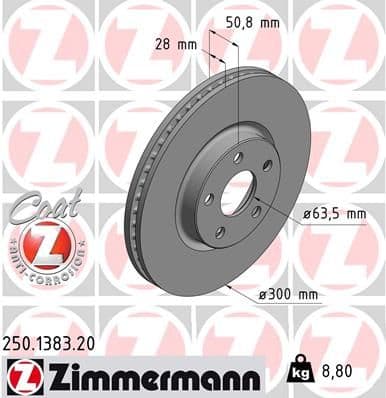 Bremžu diski ZIMMERMANN 250.1383.20 1