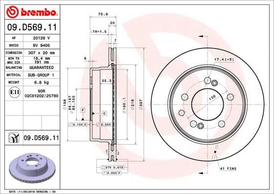 Bremžu diski BREMBO 09.D569.11 1