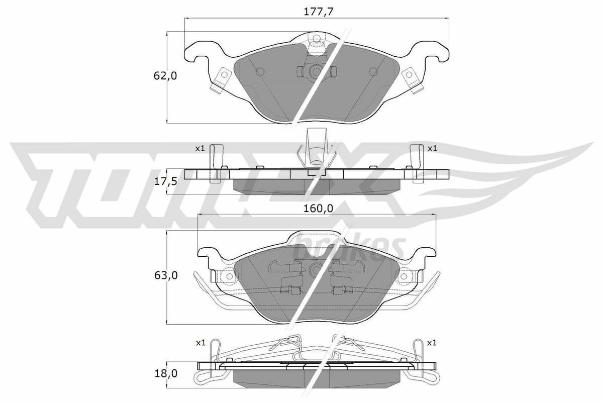 Bremžu uzliku kompl., Disku bremzes TOMEX Brakes TX 12-21 1