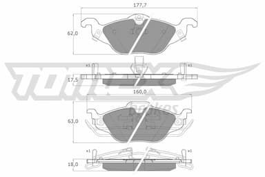 Bremžu uzliku kompl., Disku bremzes TOMEX Brakes TX 12-21 1