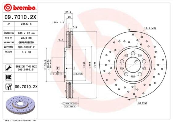 Bremžu diski BREMBO 09.7010.2X 1