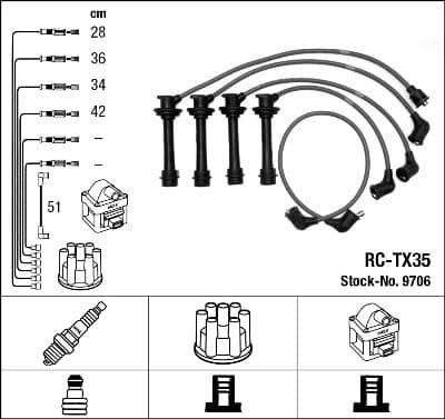 Augstsprieguma vadu komplekts NGK 9706 1