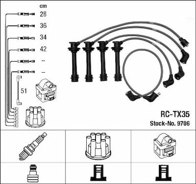 Augstsprieguma vadu komplekts NGK 9706 1