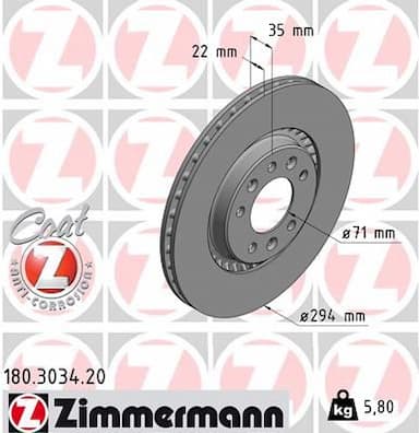 Bremžu diski ZIMMERMANN 180.3034.20 1